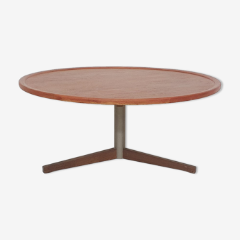 Table basse ronde en teck du milieu du siècle, Pays-Bas des années 1950