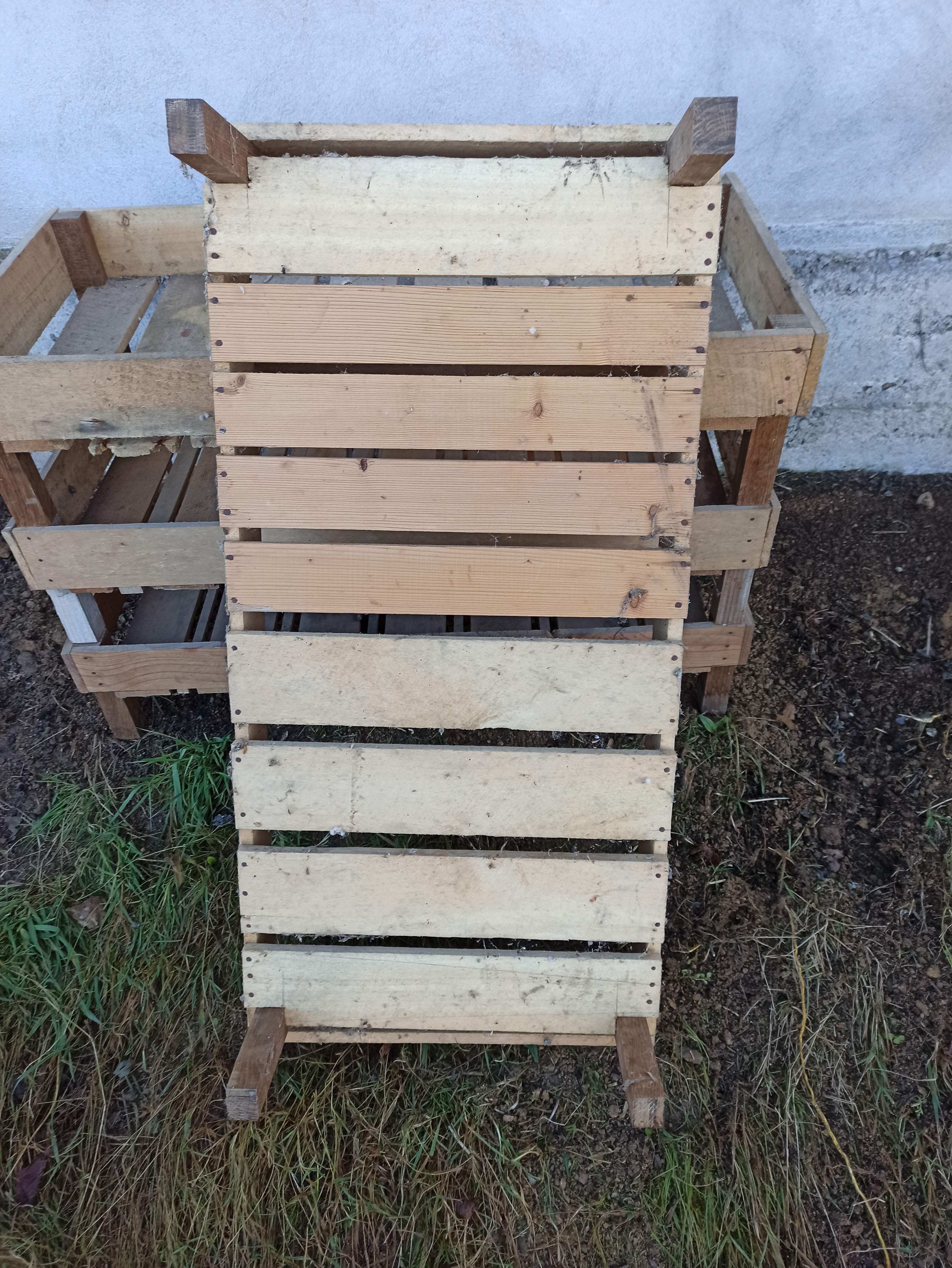 Set of four wooden shelves crate boxes