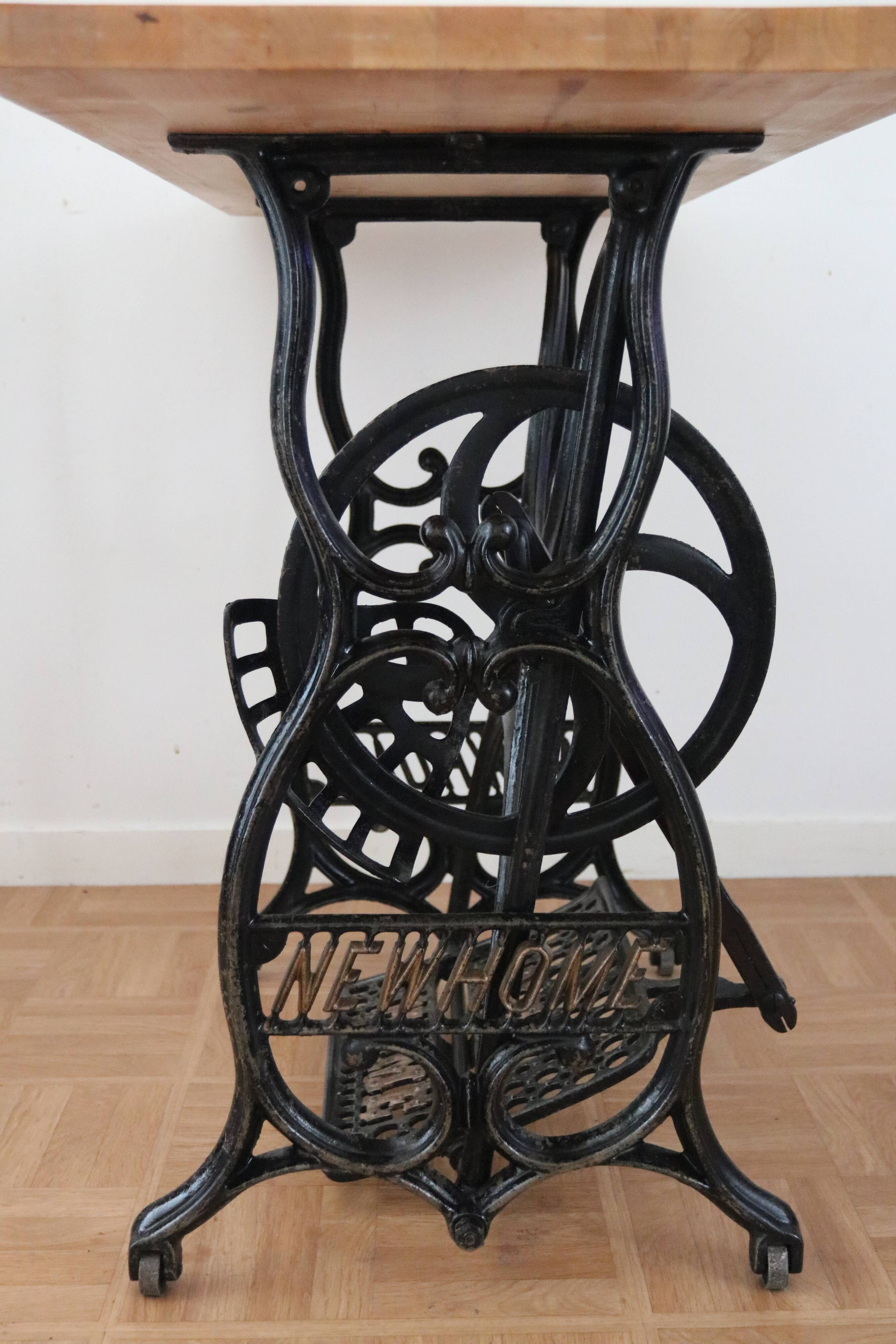 Living room console with sewing machine foot