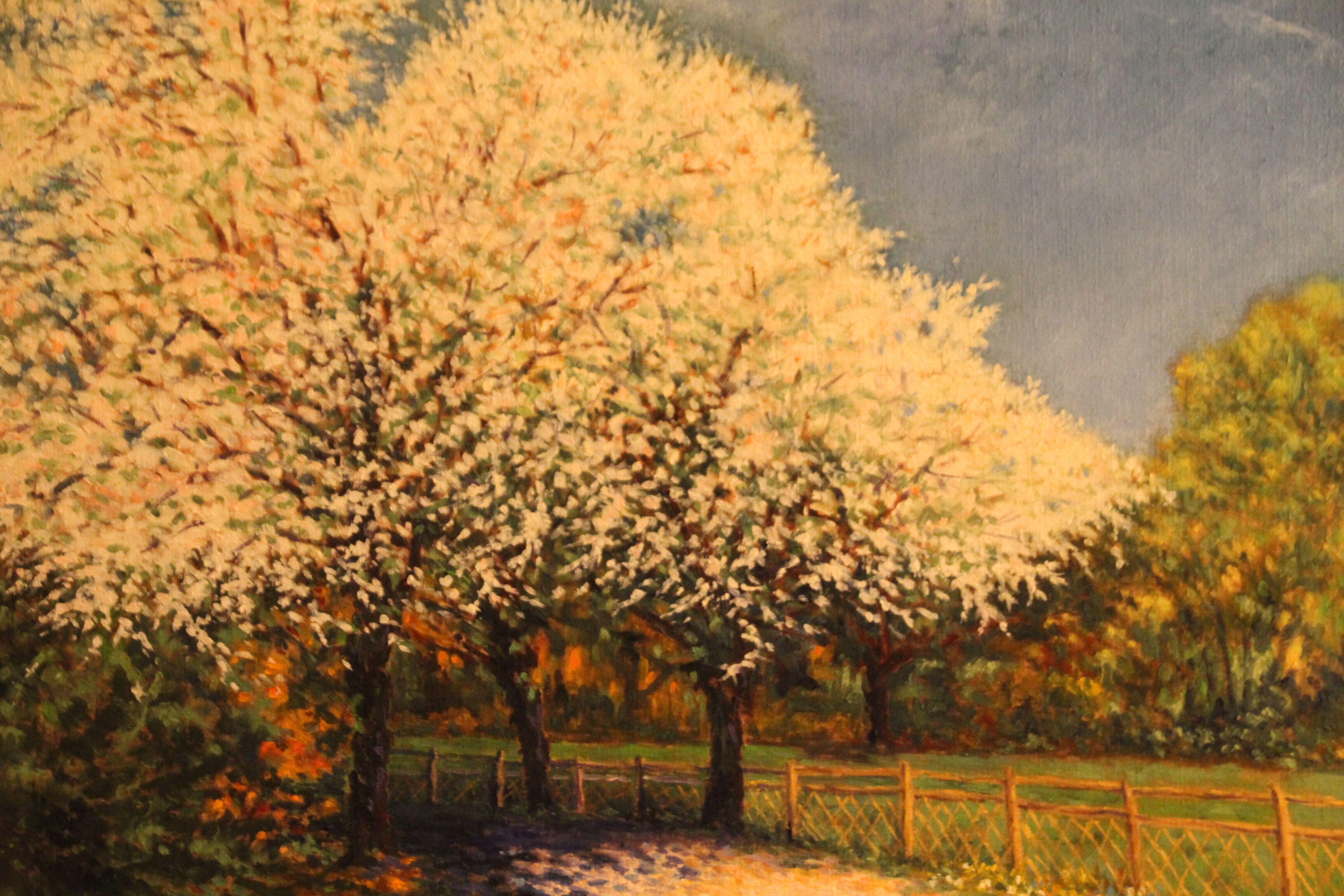 Huile sur toile impressionniste, Tableau sakura japonais