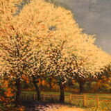 Huile sur toile impressionniste, Tableau sakura japonais