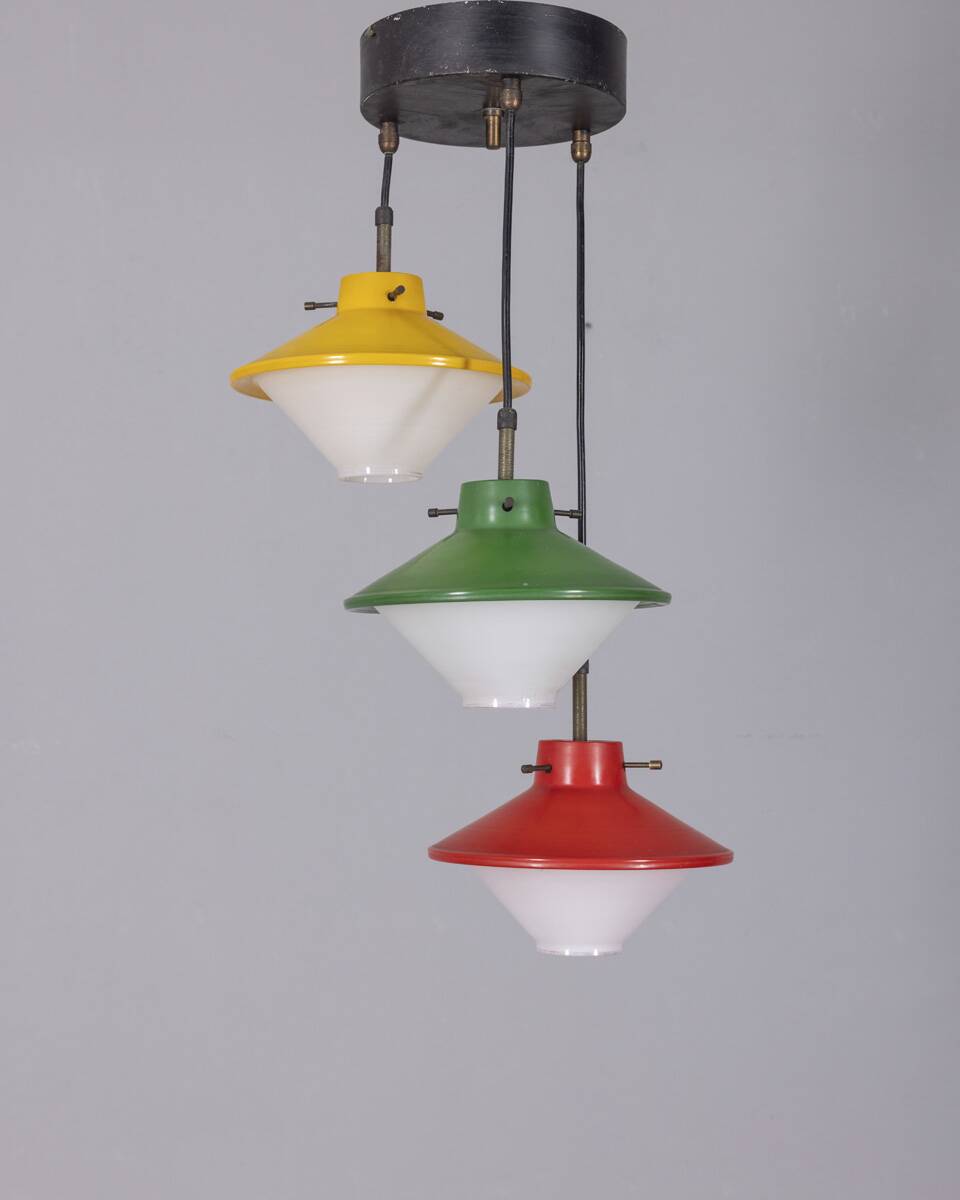 Suspension cascade en verre design Stilnovo, années 1960