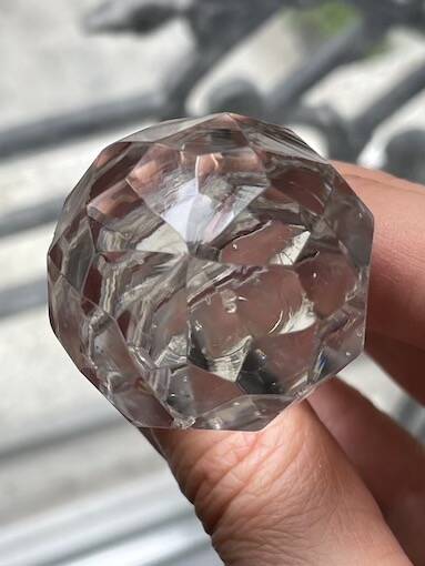 Cut crystal round carafe antique