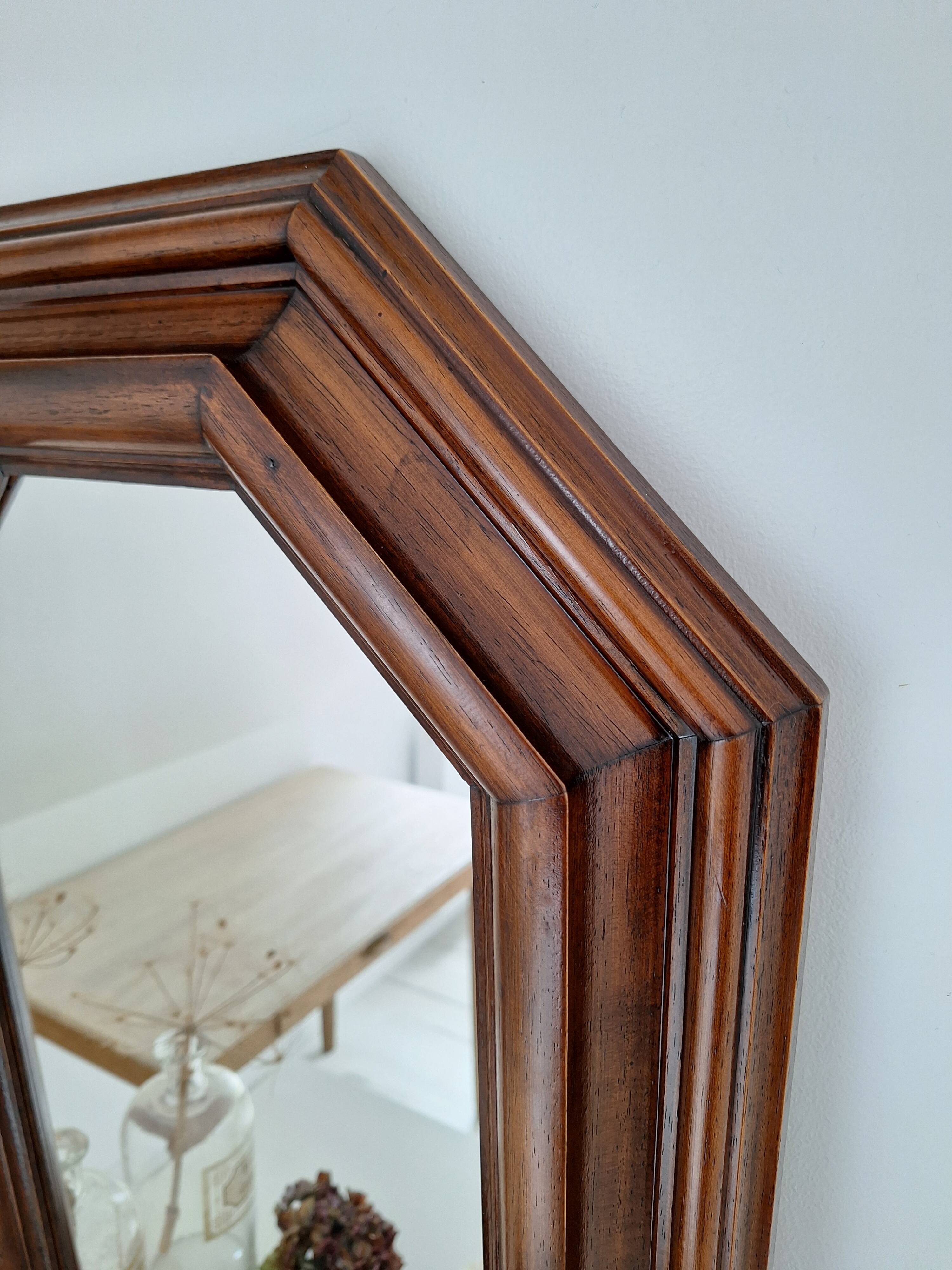 Octagonal wooden mirror from the 1980s.