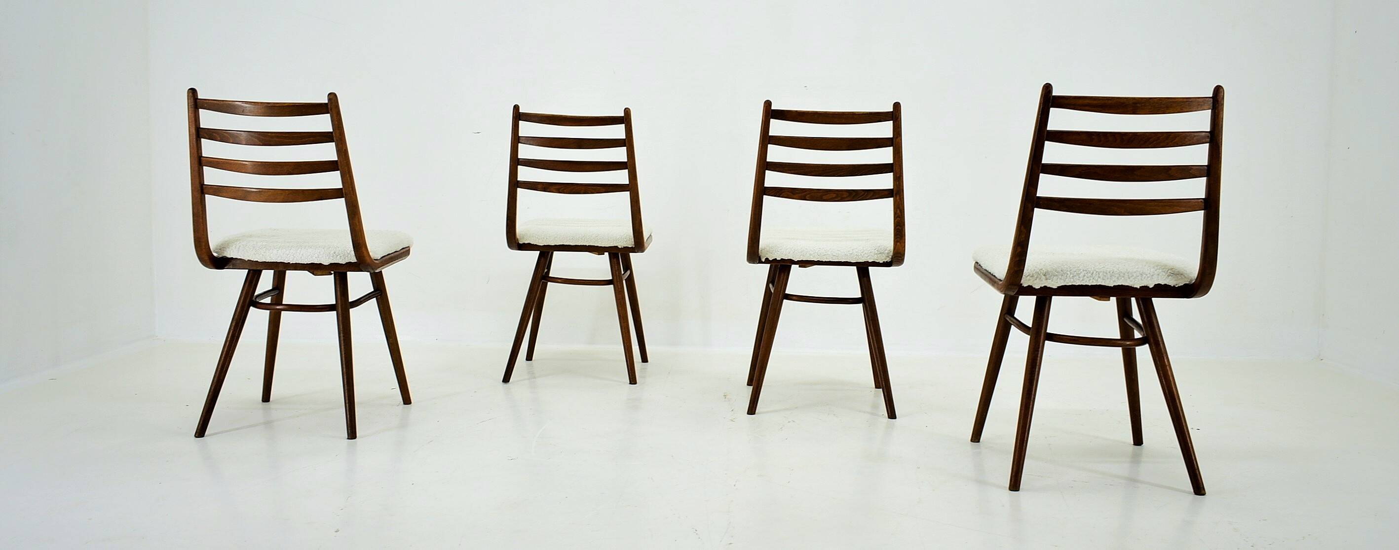 1960s Set of Four Dining Bentwood Chairs by Ton, Czechoslovakia