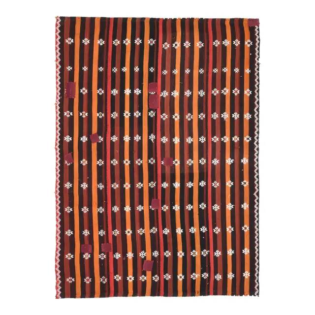 Vintage Turkish Oushak Handmade Wool & Cotton Brown Rug 169x238
