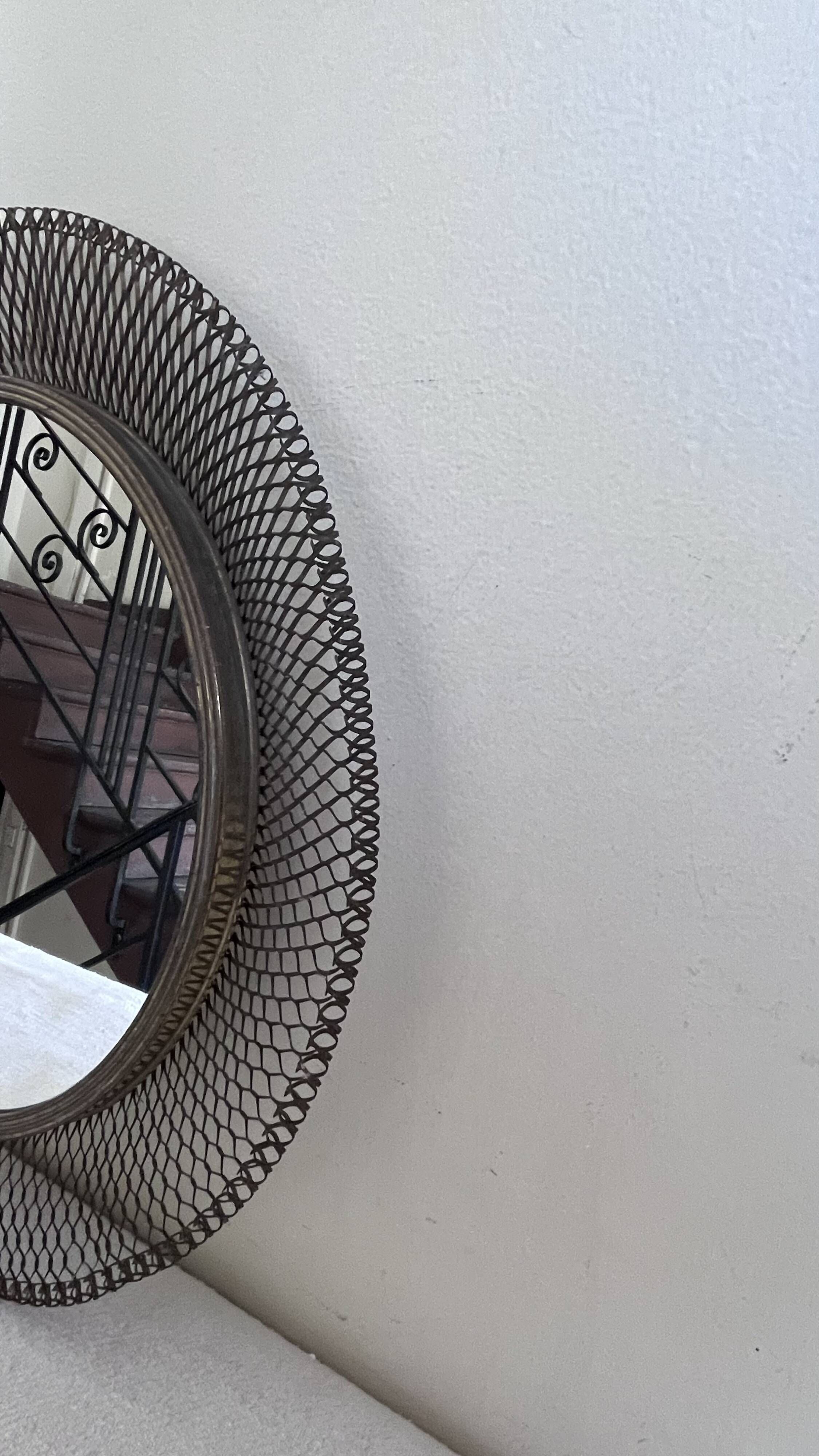 Italian sun mirror in golden mesh 1960 by Ponti