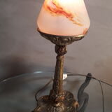 Art nouveau bronze foot lamp