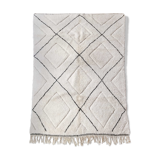 Moroccan Berber carpet Beni Ouarain ecru with black diamonds and engraved 310x200cm