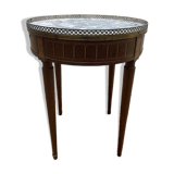 Table bouillotte de style Louis XVI en marqueteriie et marbre