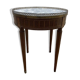 Table bouillotte de style Louis XVI en marqueterie et marbre