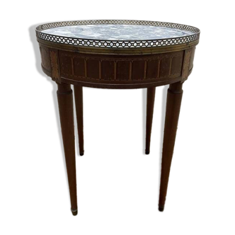 Table bouillotte de style Louis XVI en marqueteriie et marbre