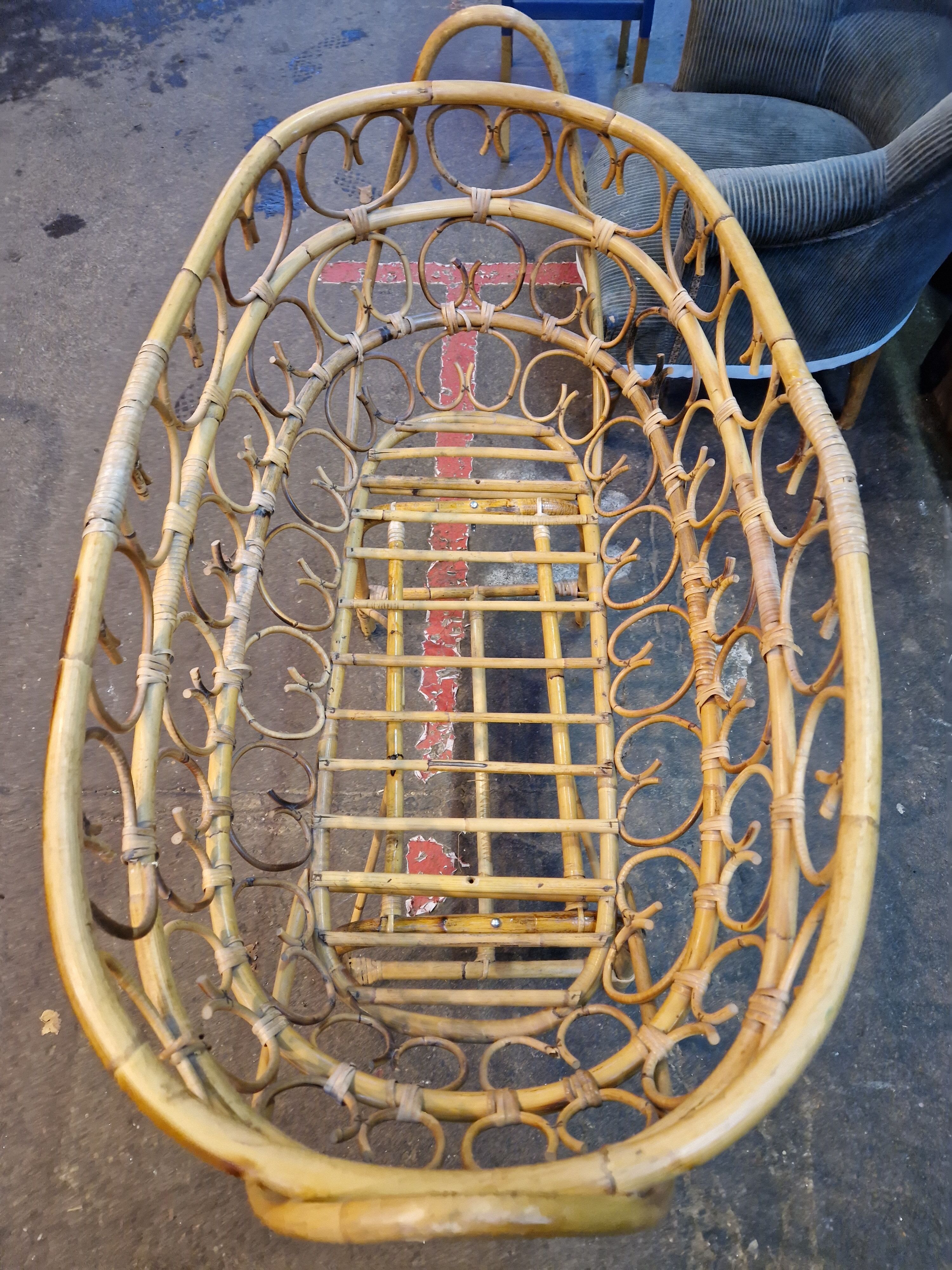 Rattan and bamboo cradle