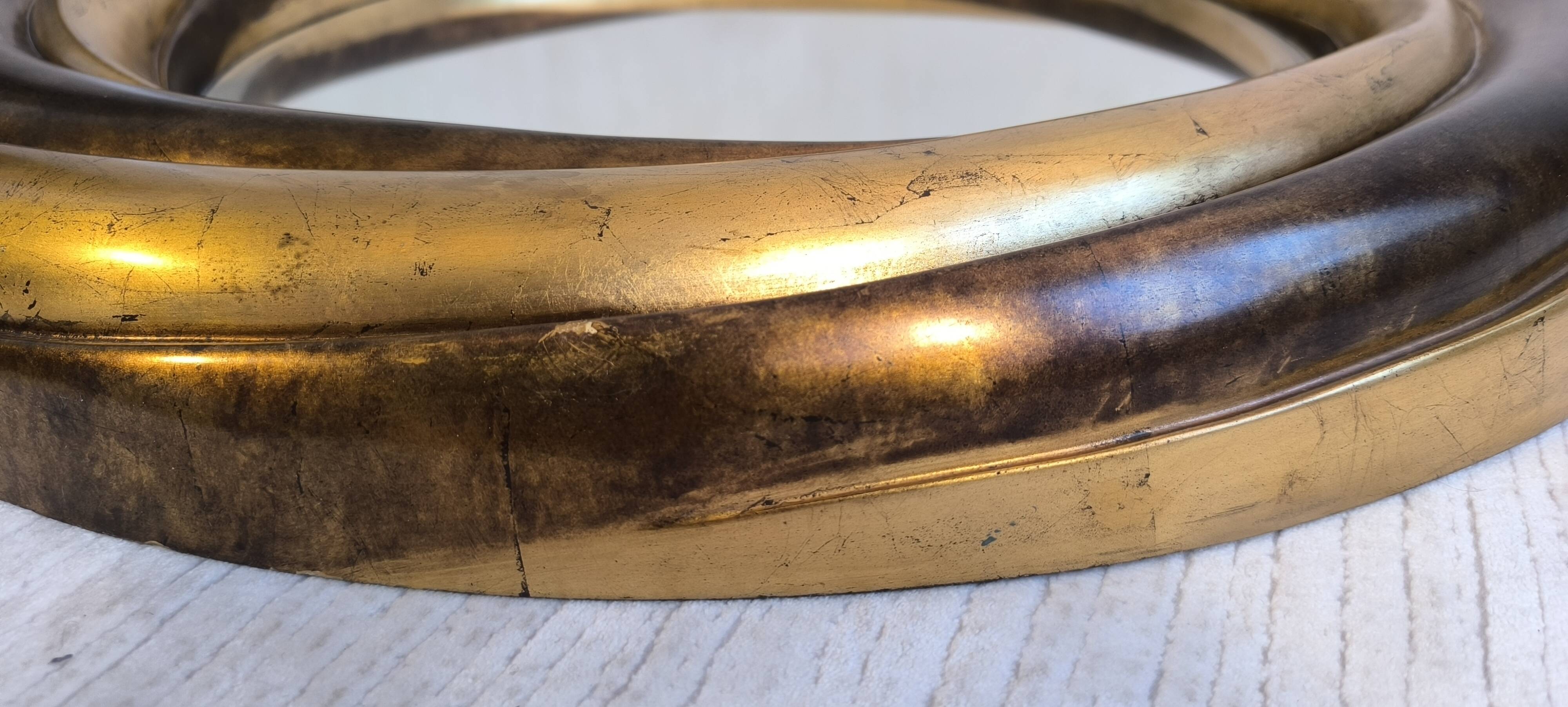 Victorian English Round Grand Mirror – Gilded Wood & Bevelled Glass