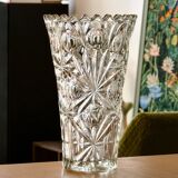 Large vintage vase in thick cut glass