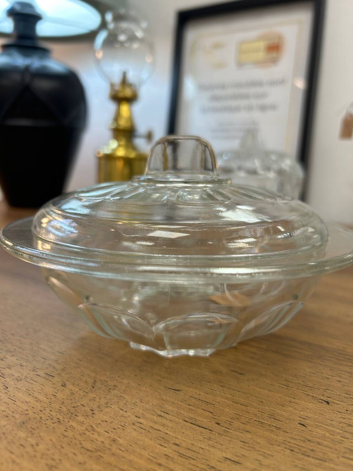 Glass sugar bowl