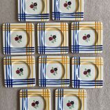 10 dessert plates or aperitif in Gien earthenware - 15x15 cm