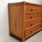 Commode  bambou et cannage rotin