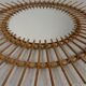 Vintage round bamboo mirror with faceted glass, 1950s