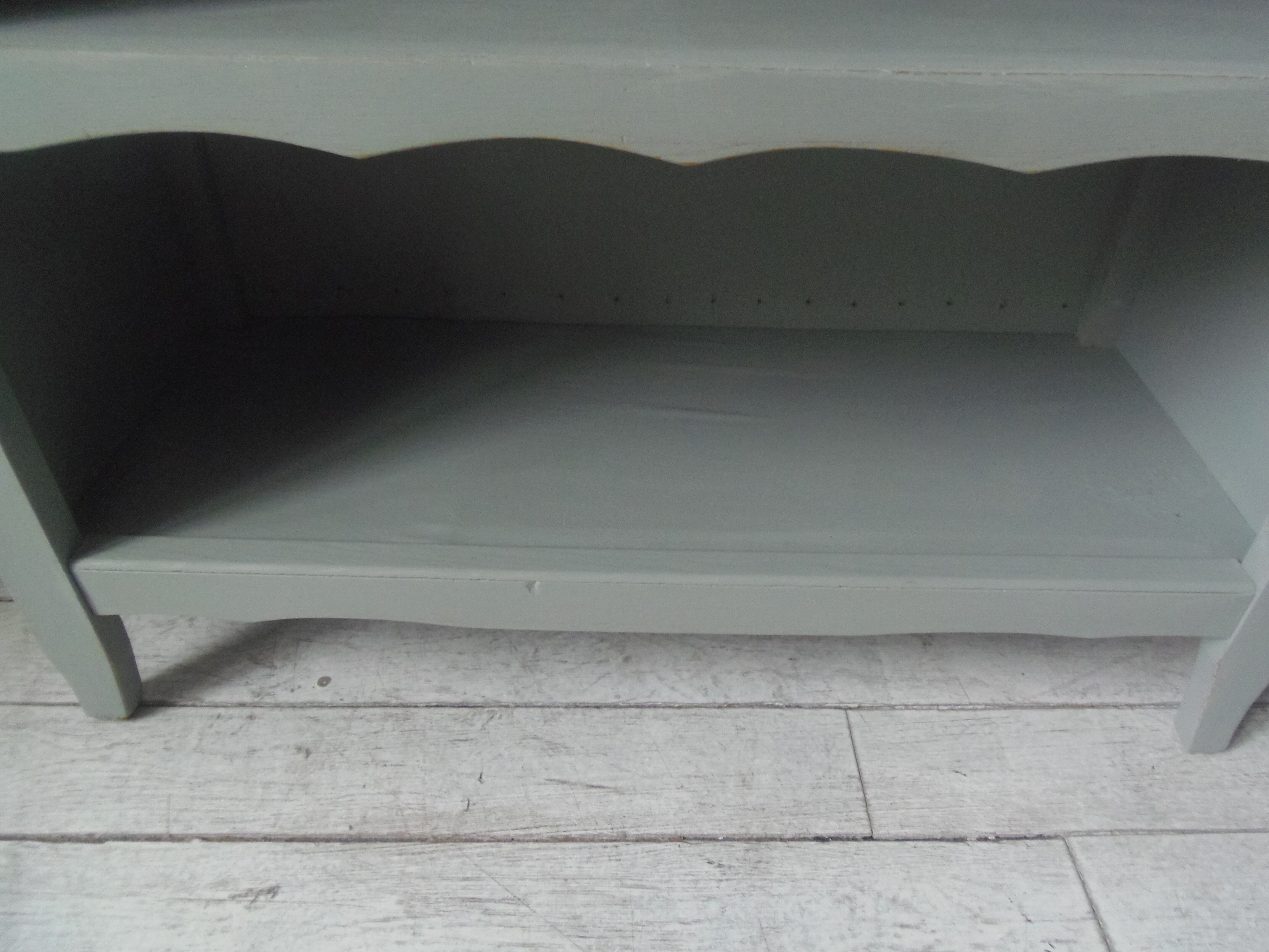 Small vintage library patinated green of grey wood tray