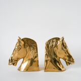 paire de serre-livres en laiton doré, modèle Cheval, 1950