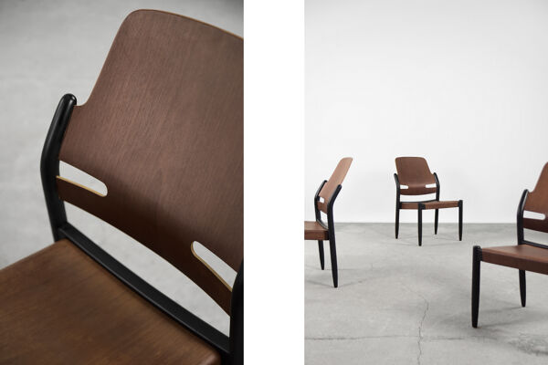 6 Chaises Åkerbloms En Contreplaqué D’acajou 805/3b De Gunnar Eklöf Pour Bodafors, Années 1950