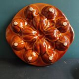 Ensemble de 6 assiettes à escargots vintage françaises ambrées en majolique