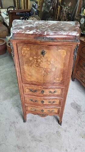 Small antique rosewood secretary with marble top ref je