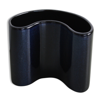 Midnight blue ceramic bean vase