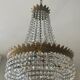 Hot air balloon chandelier in brass and crystal pendants