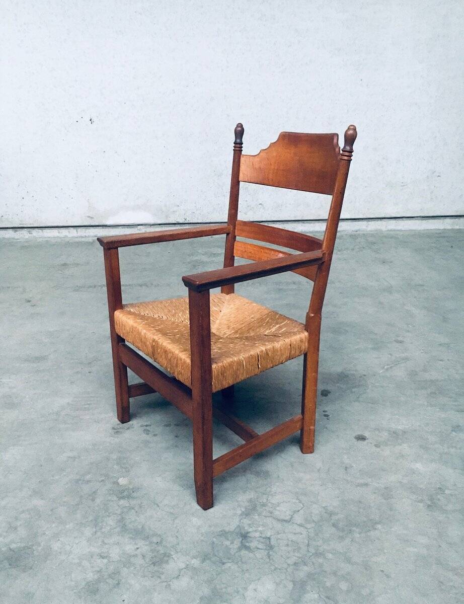 Large Italian Alps Rustic Carved Armchair, 1930s
