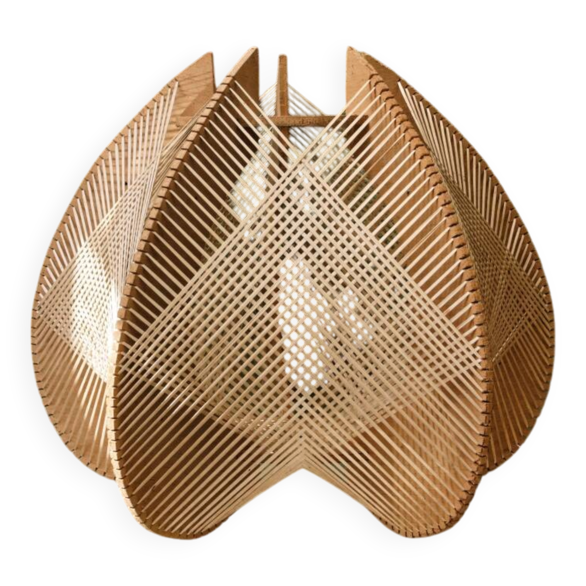 Scandinavian modernist wooden suspension with taut wires, 1960s.