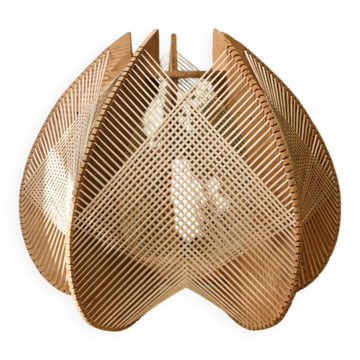 Scandinavian modernist wooden suspension with taut wires, 1960s.