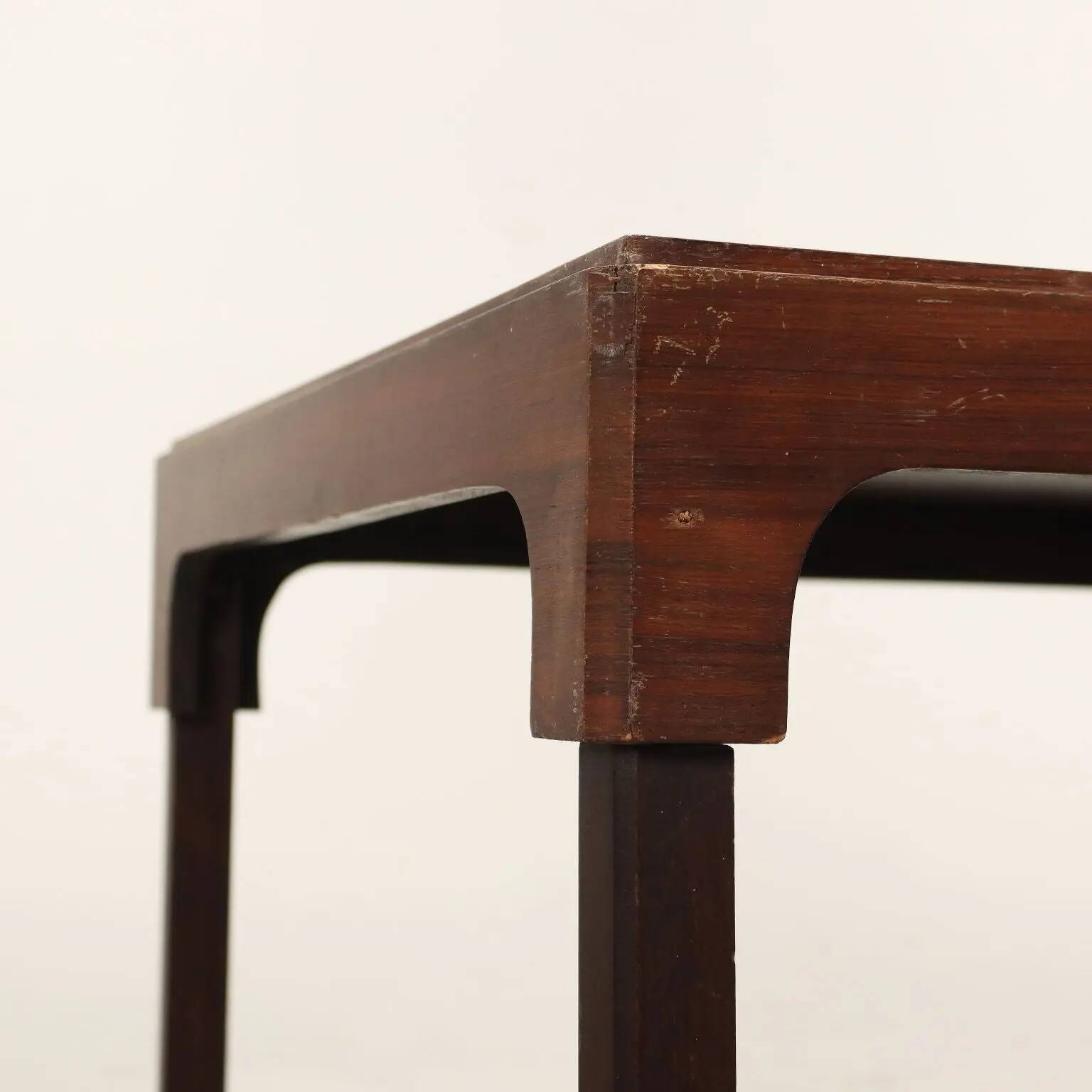 Vintage coffee table in veneered exotic wood, Italian design, 1960s.