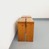 Pair of vintage Charlotte Perriand Les Arcs stools in pine from the 60s 70s