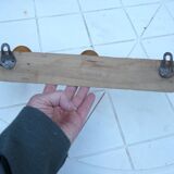 Wooden wall coat rack turned in imitation of bamboo, 3 hooks, 1900s