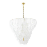 Translucent white Murano glass chandelier. Italy, contemporary work.