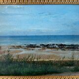 Tableau "Plage à Arromanches" signé 1891 signé Marine normandie