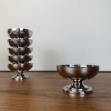 set of 6 stainless steel dessert bowls, 1970