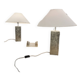 Paire De Lampes En Aluminium Texturé "