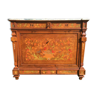 Commode en marqueterie de style restauration - XIXe