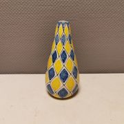 Vase italien à motif Arlequin dans un beau jaune/bleu