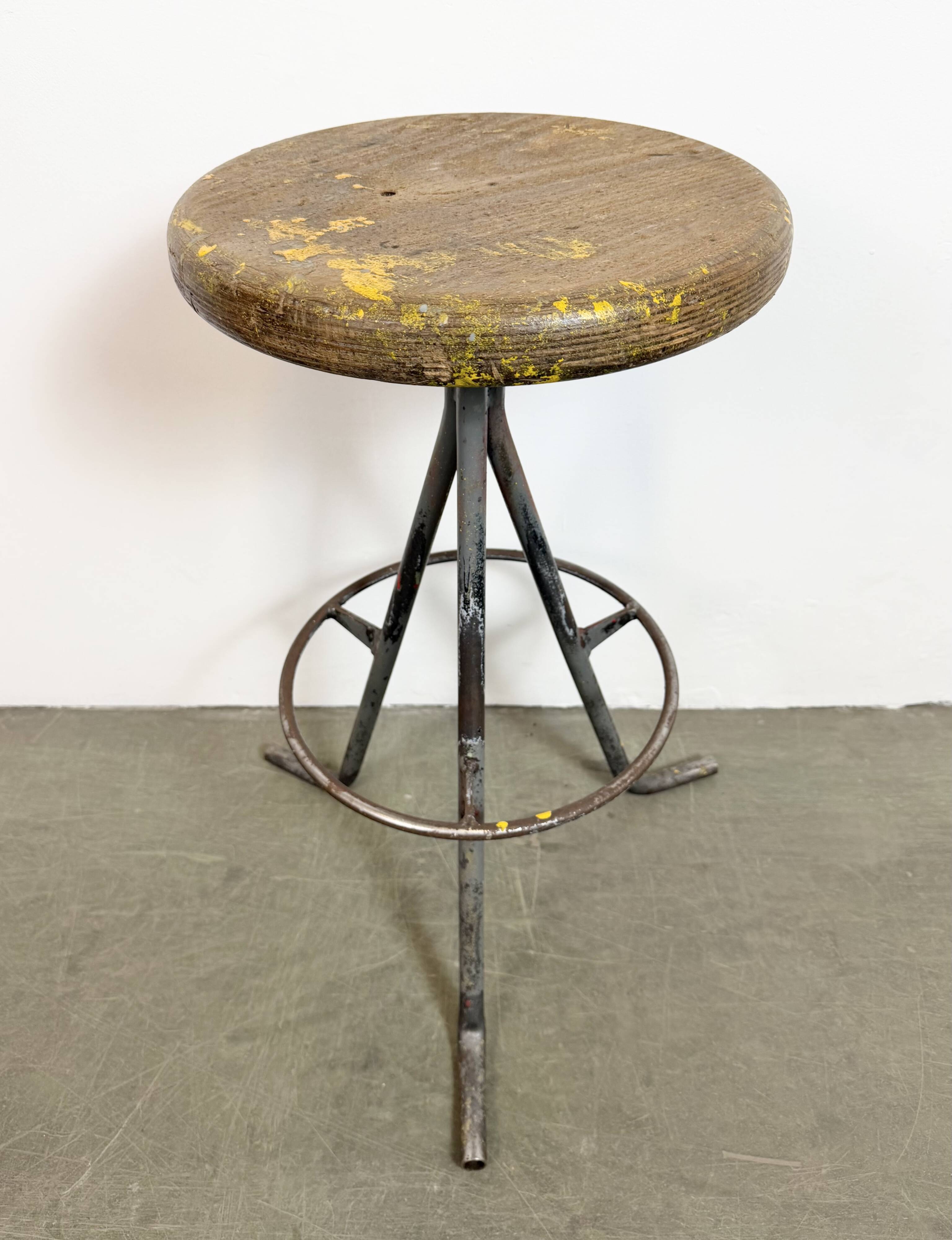 Grey Industrial Workshop Stool, 1960s