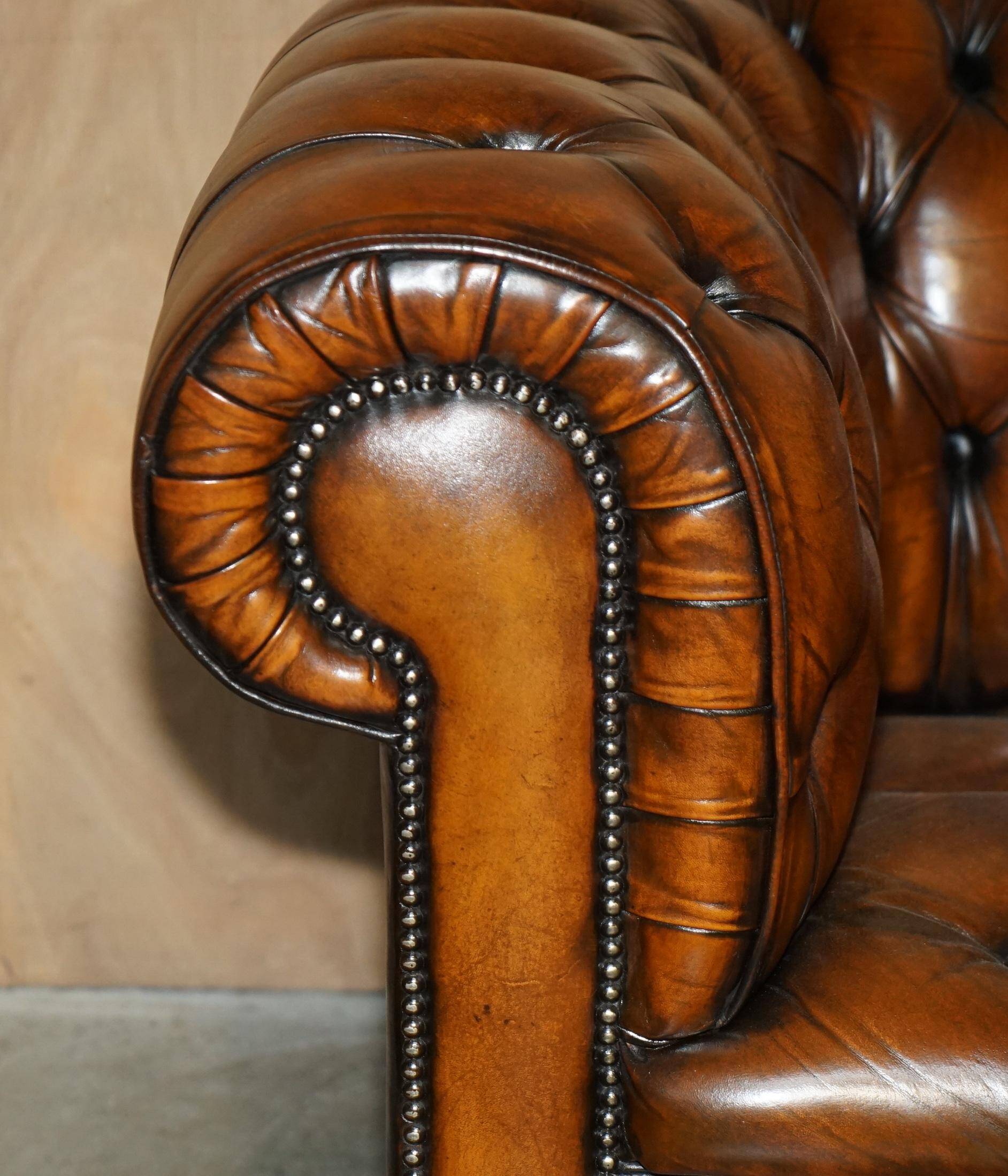 Chesterfield leather sofa, Art Deco style, fully restored.