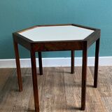 Scandinavian hexagonal side table stamped "Made in Denmark" 60s