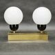 Kamenický Šenov Brass Double Globe Wall Light, Czechoslovakia, 1970s