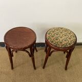 Pair of low vintage “Thonet” style bentwood stools