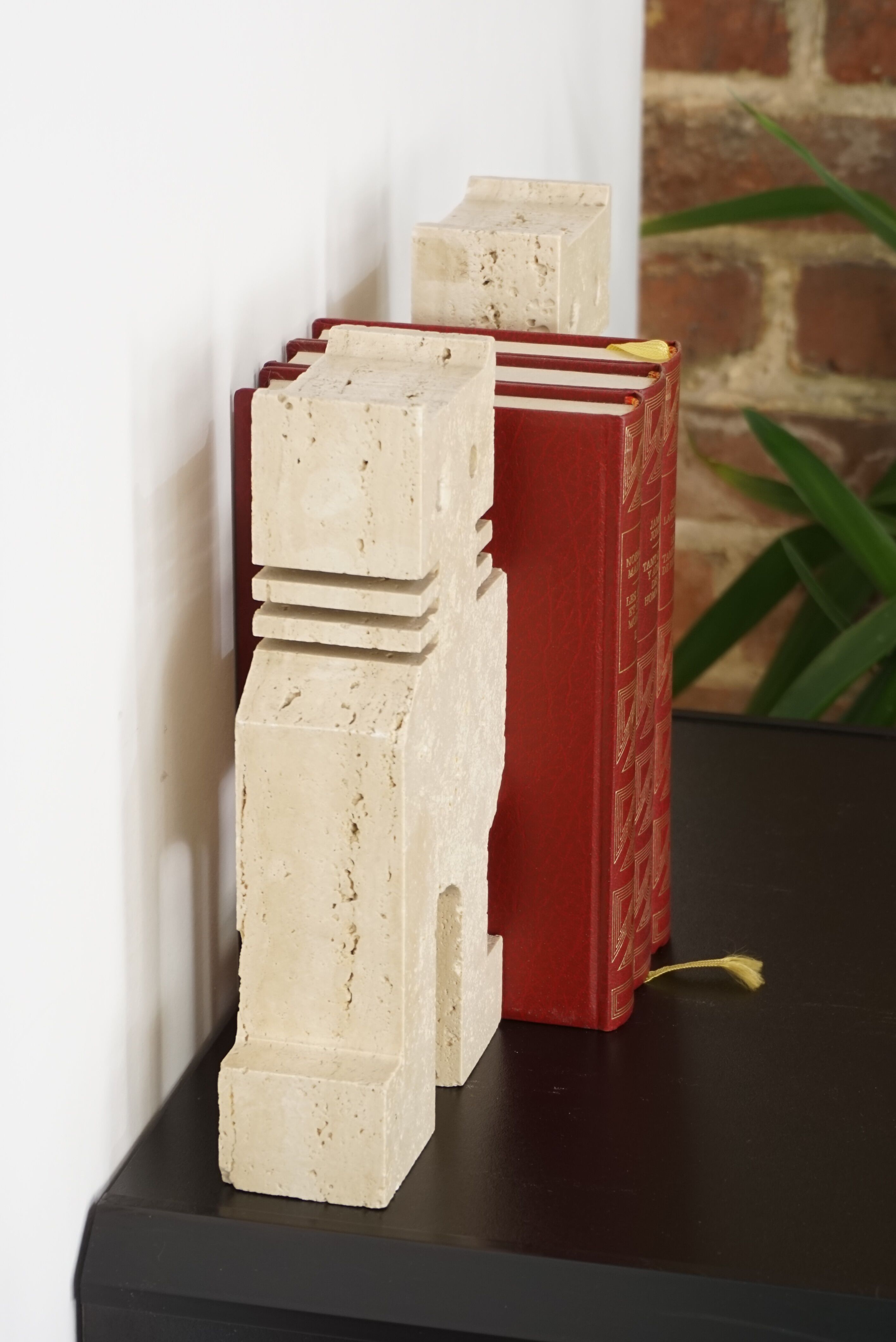 Pair of travertine bookends in  design Fratelli Mannelli