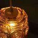 Vintage glass pendant light Vitrika, mid-century amber pendant.