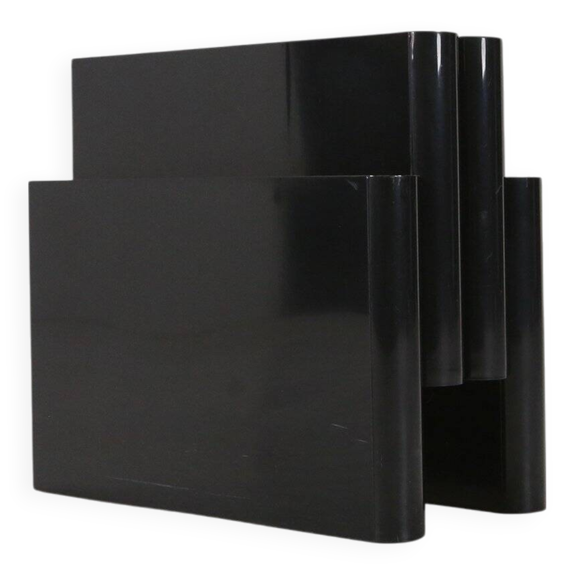 Iconic black magazine rack 4676 by Giotto Stoppino for Kartel, Italy 1970s